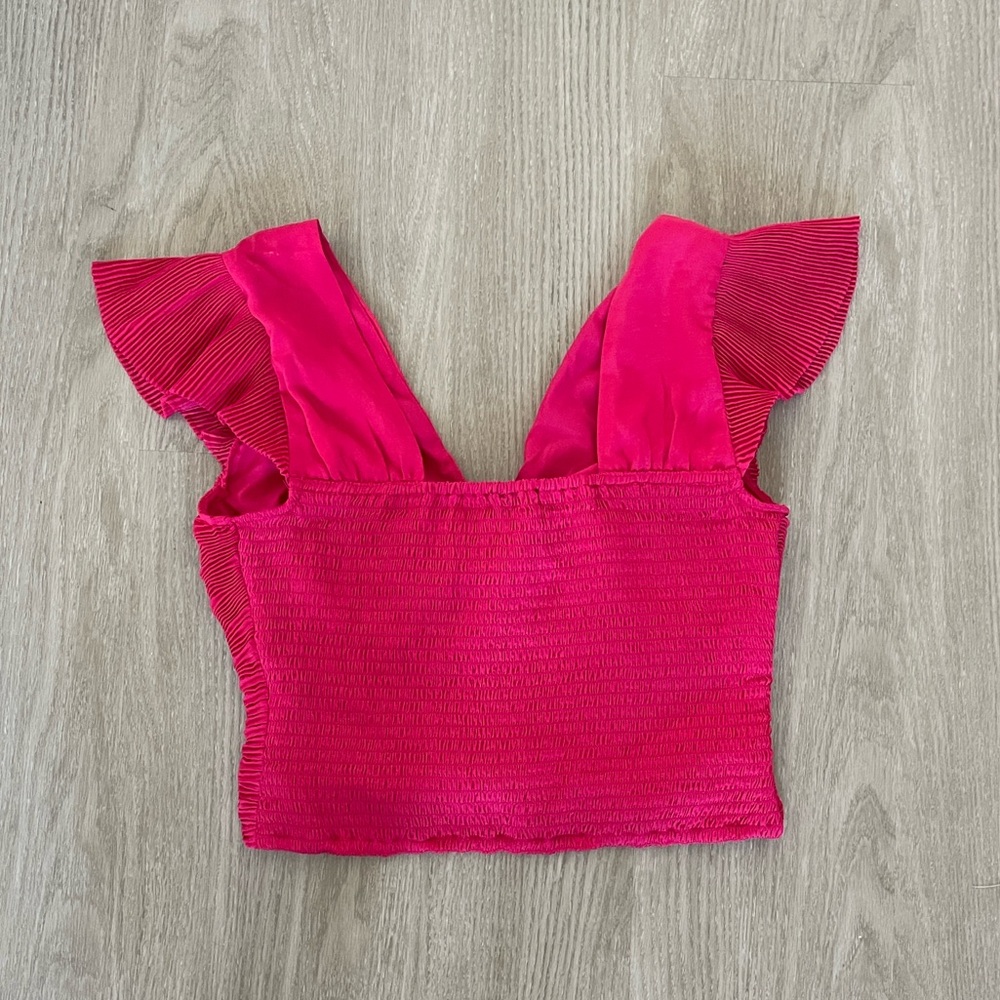 Express Fuchsia Ribbed Crop Top - Picture 4 of 8